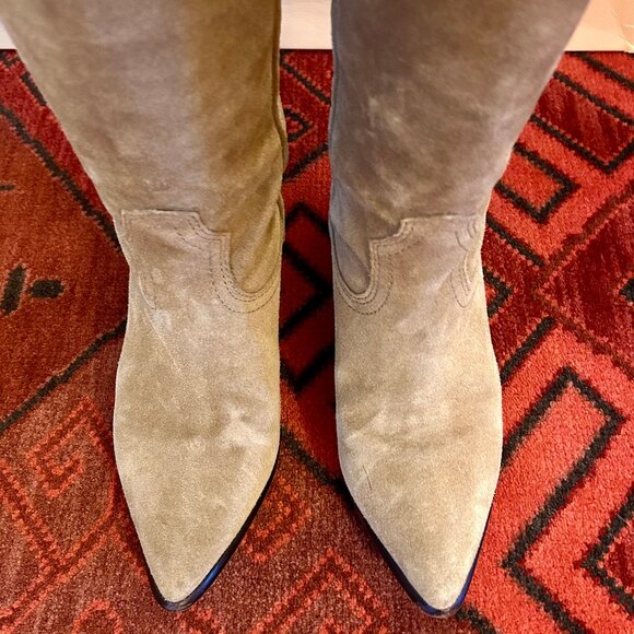 Loeffler Randall Dylan Western Suede Boots Bisque - Picture 6 of 9